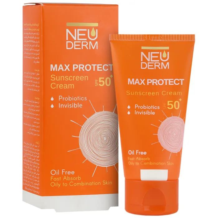 کرم ضد آفتاب مکس پروتکت فاقد چربی نیودرم SPF50 بی رنگ