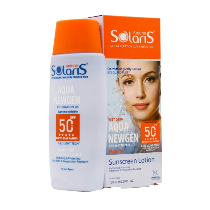 لوسیون آبی ضد آفتاب فاقد چربی آکوا نیوژن سولاریس آردن SPF50 بی رنگ