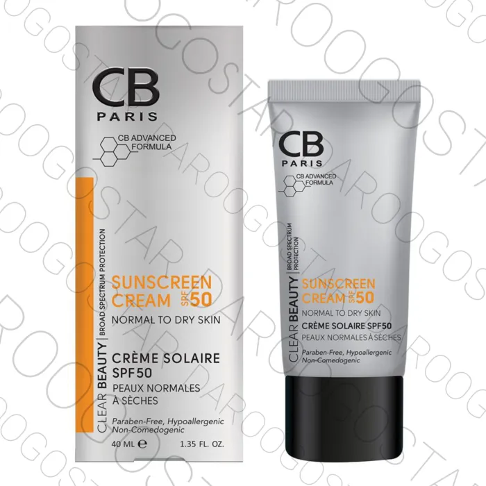 کرم ضد آفتاب بی رنگ مناسب پوست های نرمال تا خشک SPF50