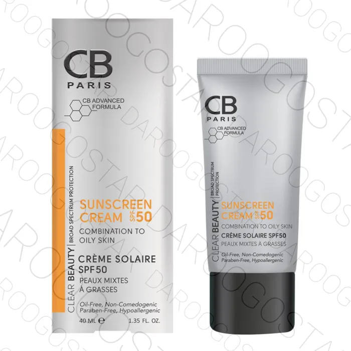 کرم ضدآفتاب بی رنگ مناسب پوست های مختلط تا چربSPF50