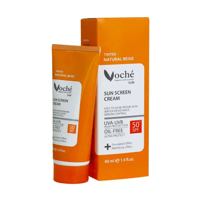 کرم ضد آفتاب پوست چرب و مستعد آکنه وچه SPF50 رنگ بژ روشن