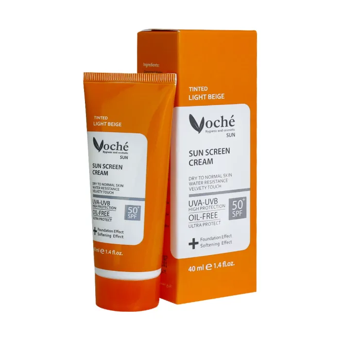 voche tinted sunscreen cream spf50 for dry to normal skin light beige 1